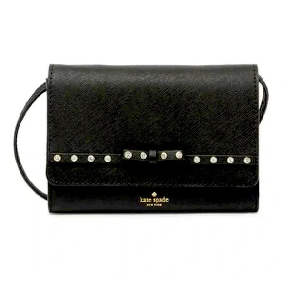 Kate Spade Laurel Way Jeweled Summer Black Crossbody Clutch - Picture 1 of 3